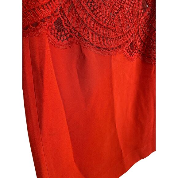 Zuhair Murad Mini Dress Lace Detail One Shoulder Long Sleeve Molten Lava Size 38 - Picture 9 of 12